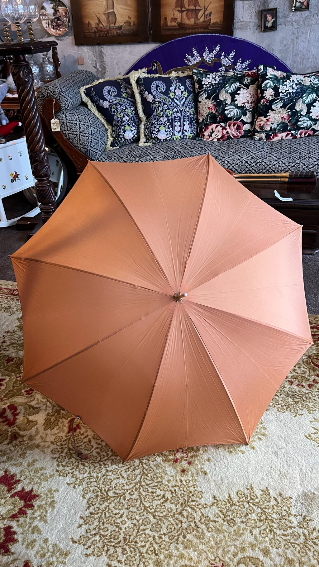 Vintage bamboo handle parasol/umbrella