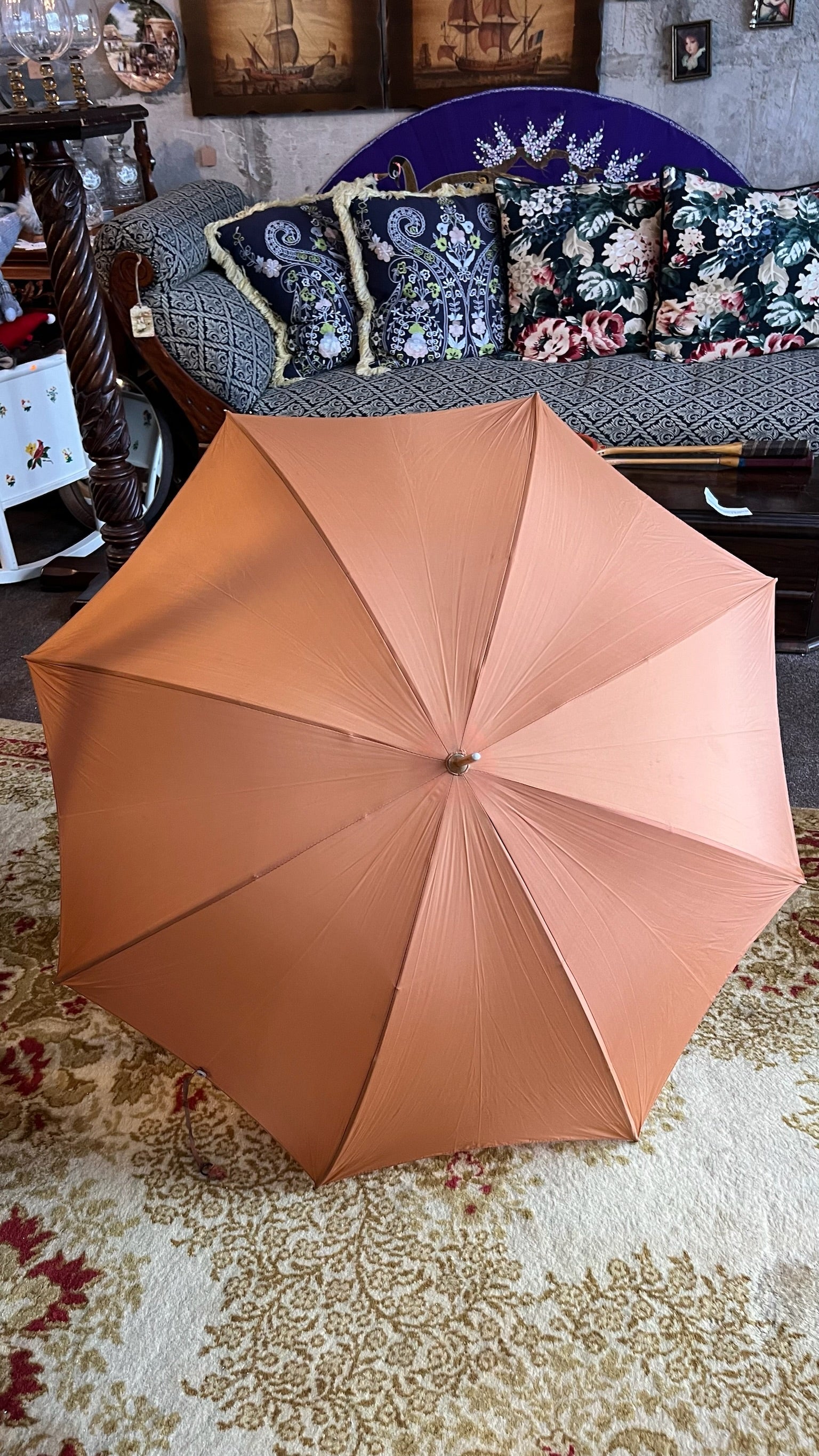 Vintage bamboo handle parasol/umbrella