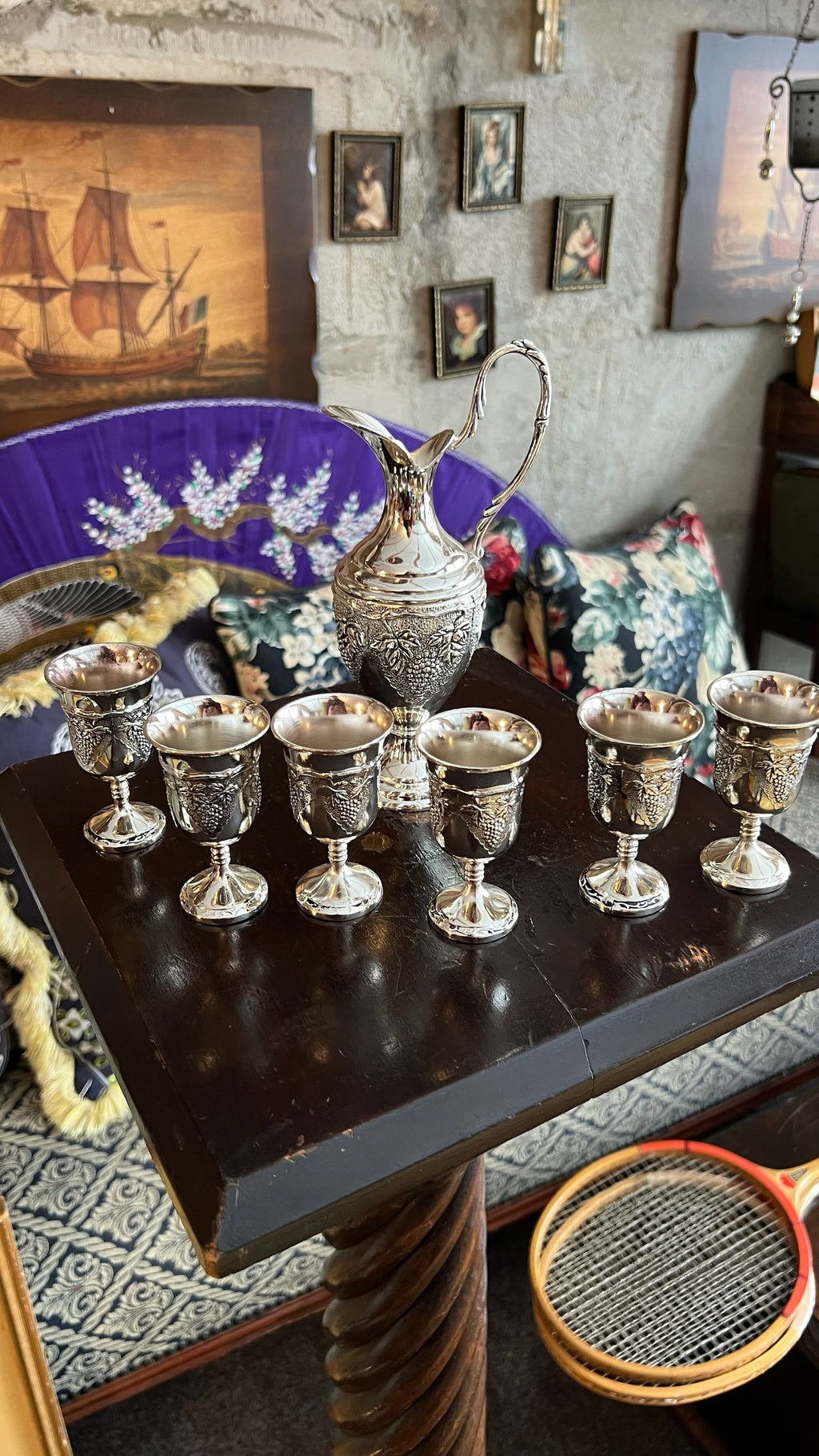 Vintage silver-plated liquor set