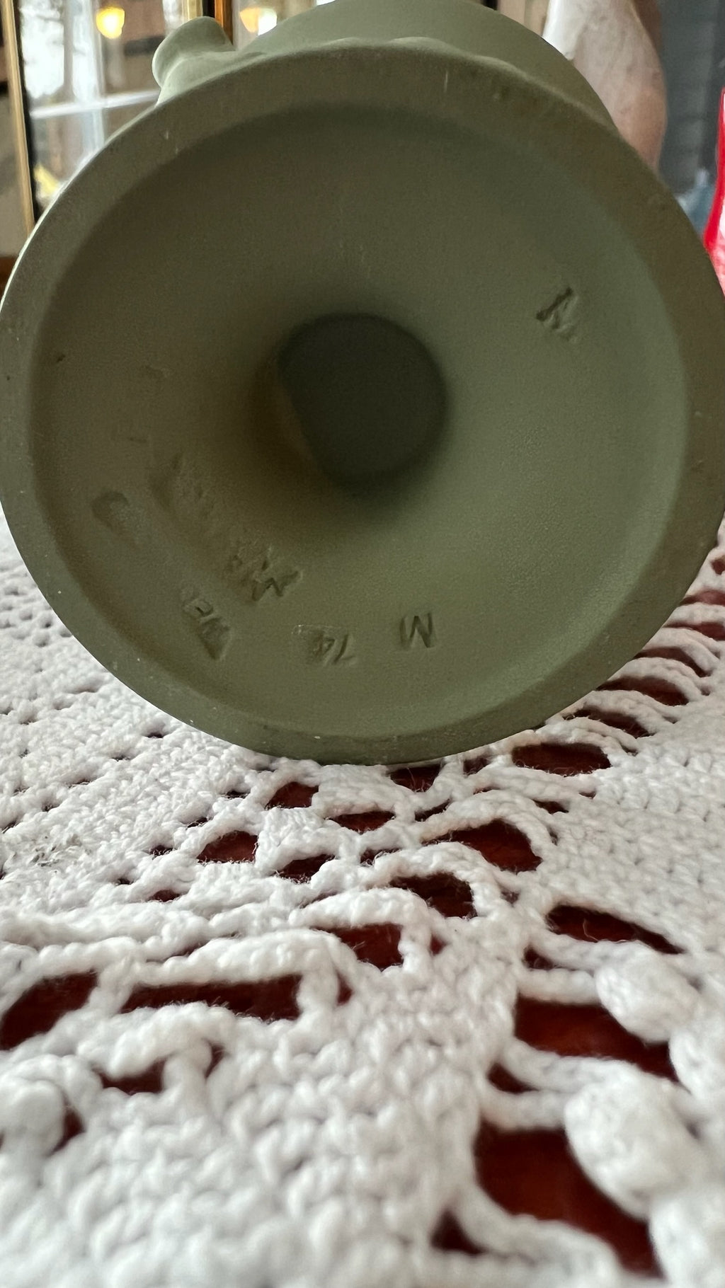 Wedgwood Jasperware sage green set – heart bowl and small vase