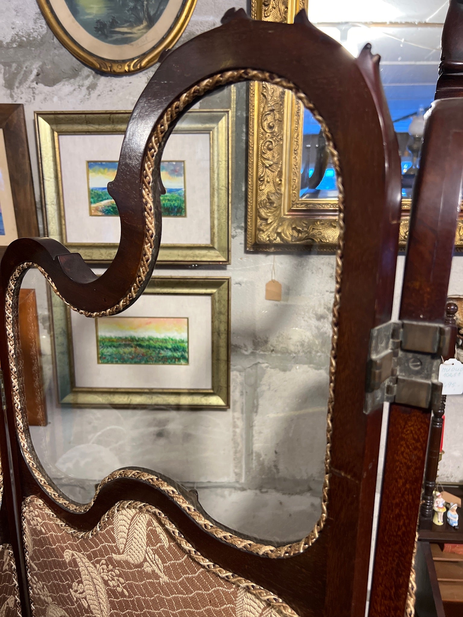 Antique Three-Panel Mahogany Room Divider/Privacy Screen