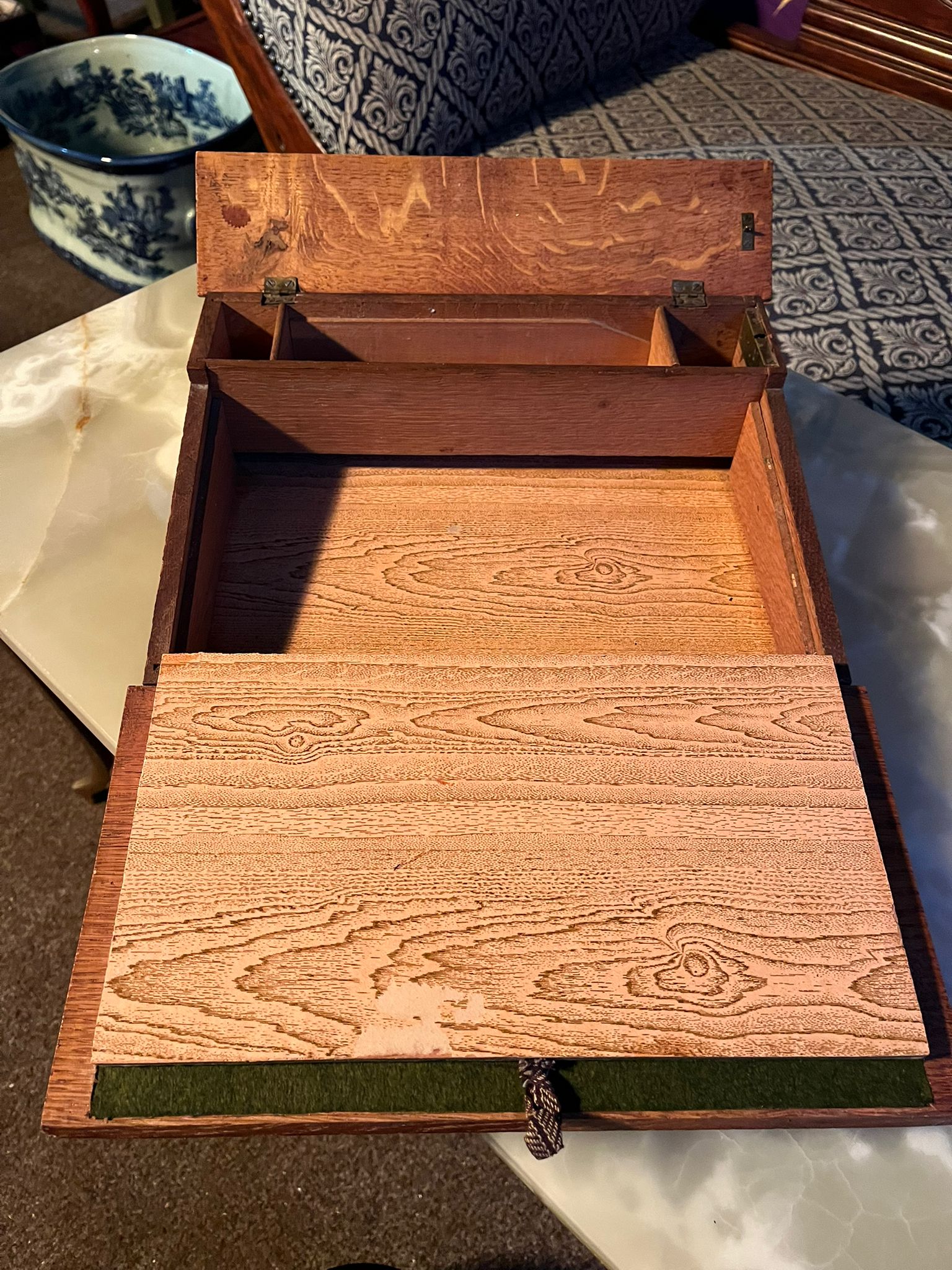 Antique oak writing box / writing chest