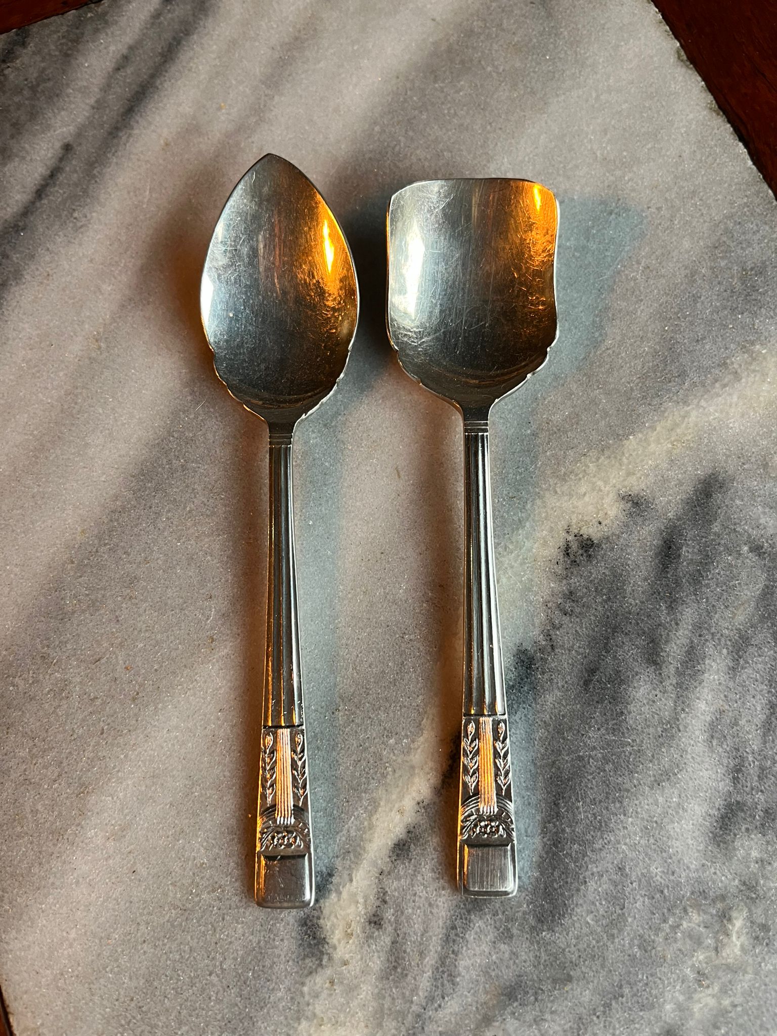 Pair of vintage English silver-plated teaspoons