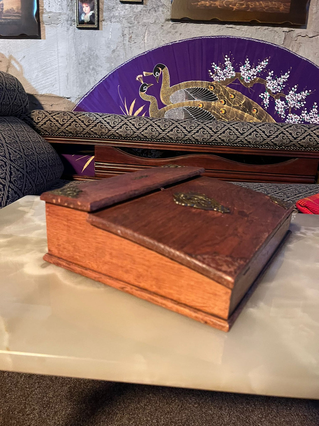 Antique oak writing box / writing chest