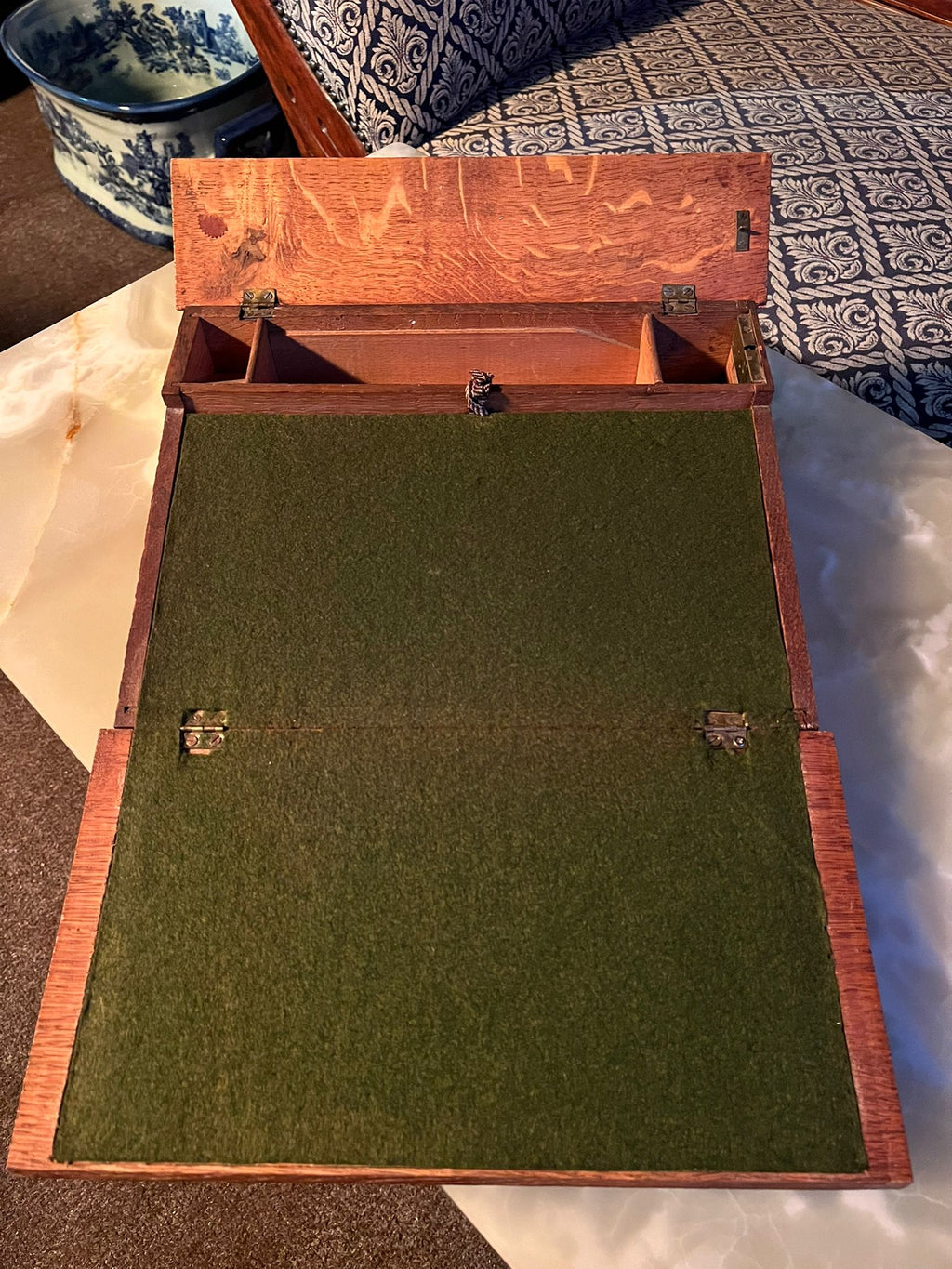 Antique oak writing box / writing chest
