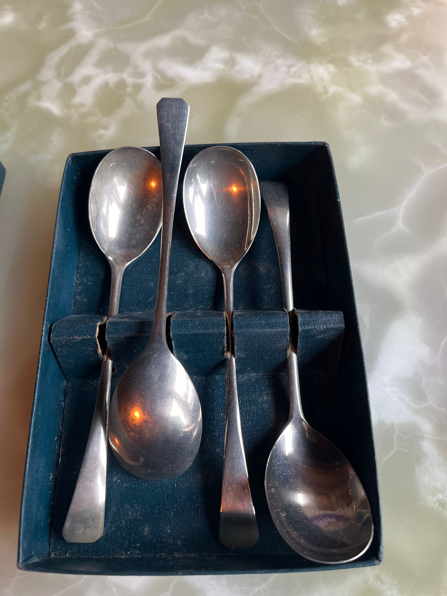 British vintage teaspoon set (4 pcs) in original box